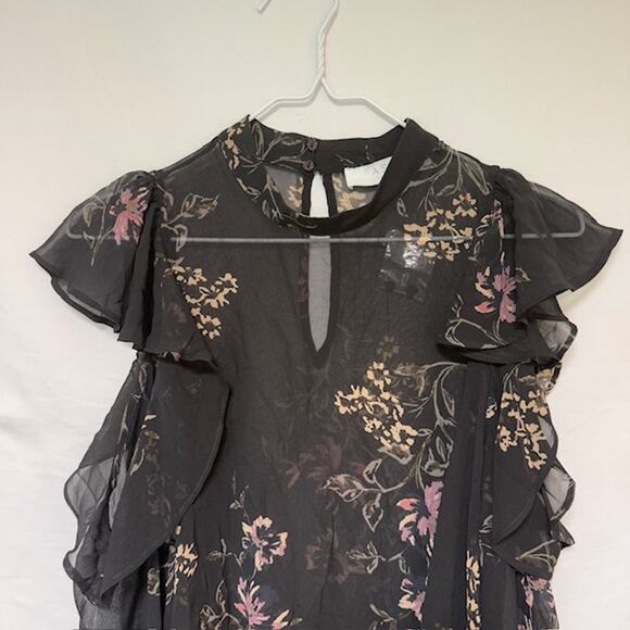 Womens Dark Fairy Grunge Sheer Floral Blouse Top Medium Dark Romantic Ethereal - Picture 4 of 15